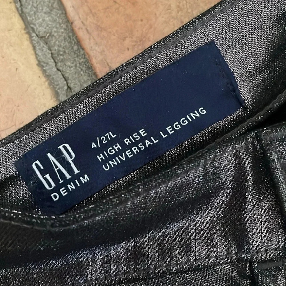 GAP Size 27 Long High Rise Universal Legging in Gunmetal Shimmer Sparkle - Picture 2 of 9